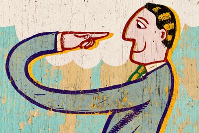 ζωγραφιά ενός άντρα που δείχνει με το δάχτυλο τον εαυτό του